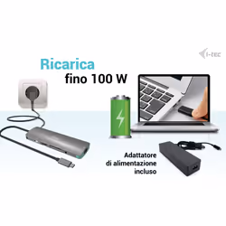 i-tec USB-C Metal Nano Docking Station 4K HDMI LAN with Power Delivery 100W + Universal Charger 100W - Vista aggiuntiva 8