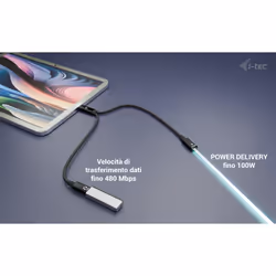 i-tec USB-C Cable Splitter Audio/Data + Power Delivery 100W - Vista aggiuntiva 8
