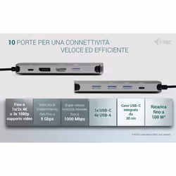 i-tec USB-C Metal Nano 3x Display (DP, HDMI and VGA) Docking Station + Power Delivery 100 W - Vista aggiuntiva 6