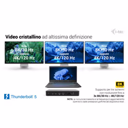 i-tec Thunderbolt 5 Triple Display Docking Station, M.2 slot, 6x USB, 2.5GLAN + Power Delivery 140W - Vista aggiuntiva 7