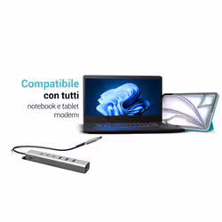 i-tec USB-C/USB-A Metal HUB 6 port (3x USB-C, 3x USB-A), LAN, Power Delivery 85W - Vista aggiuntiva 7