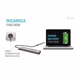 i-tec USB-C/USB-A Metal HUB 6 port (3x USB-C, 3x USB-A), LAN, Power Delivery 85W - Vista aggiuntiva 8