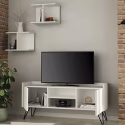 Dai un tocco moderno e particolare all'arredamento di casa tua con quest bellissimo mobiletto basso con mensole di Bakaji. Re ...
