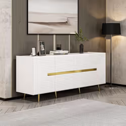 Madia 4 ante Jose 180x47x75h colore bianco particolari oro La madia 4 ante bianca Jose è perfetta per aggiungere valore al tu ...