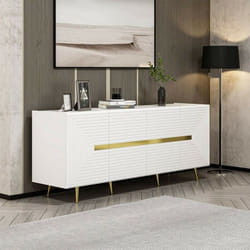 Homemania - Madia 4 ante Jose 180x47x75h colore bianco particolari oro