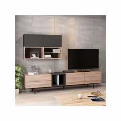 Parete attrezzata rovere antracite Diany 195 Caratteristiche: Materiale truciolare alta qualità. Spessore 18 mm. Colore rover ...