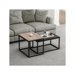 Homemania - Set tavolini da salotto Leka nero e noce struttura in metallo
