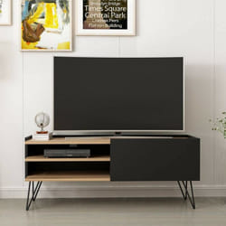 Homemania - Mobile porta Tv con anta a ribalta Aral 124 colore nero e noce