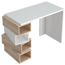 Scrivania Damon, Truciolare Melaminico, Bianco, Sonoma, 120x60x75 cm