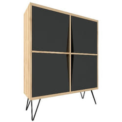 Mobile Multiuso Momentum, Truciolare Melaminico, mdf, Metallo, Rovere, Antracite, 90x30x110 cm
