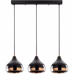 Caratteristiche del prodotto: Sospensione in metallo nero e rame. Sono necessarie 3 lampadine. Include istruzioni di installa ...