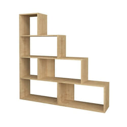 Libreria scaffale a scala 6 scomparti rovere 145x29xh.145 cm