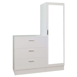 Comò 3 cassetti con armadio e specchio Bianco - vitorio
