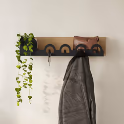 Woody Fashion 855DTE5150 appendiabiti Montabile a parete 4 gancio(i) Nero, Legno - Vista aggiuntiva 4