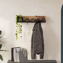 Woody Fashion 855DTE5150 appendiabiti Montabile a parete 4 gancio(i) Nero, Legno - Vista aggiuntiva 5