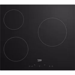 Beko HIC63400, Nero, Da incasso, 60 cm, Piano cottura a induzione, Vetro-ceramica, 3 Fornello(i)