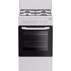 Beko Cucina CSS42014FW, (LxDxA) 50x50x85, Bianca, Forno elettrico statico, piano cottura a gas 4 zone, Coperchio in metallo, ...