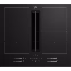 Beko HIXI 64700 UF: Piano a Induzione con Cappa Integrata, 4 Zone con 1 Sezione IndyFlex, 60 cm, Nero, Da incasso, 60 cm, Pia ...