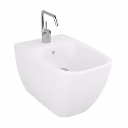 Bidet sospeso della serie Shift realizzato in ceramica bianca. Il sanitario monoforo prevede l’installazione a filo muro.Bide ...