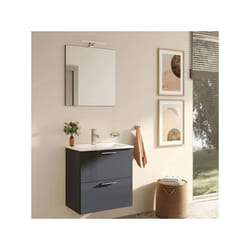 Mobile bagno sospeso con specchiera e lavabo integrato modello mia composizione completa 60 cm - antracite Vitra