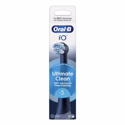 Oral-B Testine di Ricambio iO Series Ultimate Clean Black, testine rotonde di ricambio originali, con setole CrissCross per pulizia e rimozione della placca avanzate e in profondità, 3