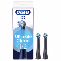 Oral-B Testine di Ricambio iO Series Ultimate Clean Black, testine rotonde di ricambio originali, con setole CrissCross per pulizia e rimozione della placca avanzate e in profondità, 2