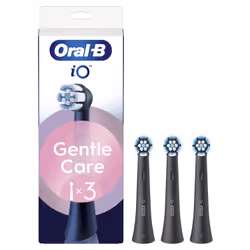Oral-B Testine di Ricambio iO Series Gentle Care Black, testine rotonde di ricambio originali, setole angolate per una rimozione più profonda della placca, testina più morbida, adatte a gengive sensibili, 3