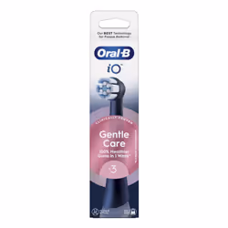 Oral-B Testine di Ricambio iO Series Gentle Care Black, testine rotonde di ricambio originali, setole angolate per una rimozione più profonda della placca, testina più morbida, adatte a gengive sensibili, 3