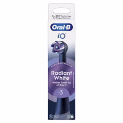 Oral-B Testine di Ricambio iO Series Radiant White Black, testine rotonde di ricambio originali, setole angolate per una rimozione più profonda della placca, con petali lucidanti per lo sbiancamento dei denti, 3