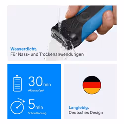 Braun Series 3 310s Rasoio Trimmer Nero, Blu - Vista aggiuntiva 6