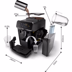 Philips 2200 series LatteGo EP2230/10 Macchina da caffè automatica, 4 bevande, cappuccinatore, 1.8 L, macine in ceramica - Vista aggiuntiva 6