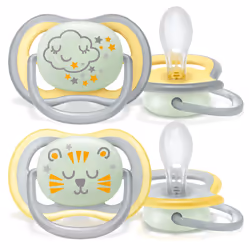 Philips AVENT Ultra air SCF376/01 ciuccio, Ciuccio notturno, Ortodontico, Silicone, Bambino/Bambina, Parti lavabili in lavast ...