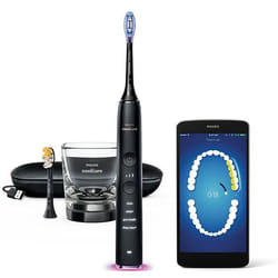 Philips DiamondClean Smart 9400 Sonicare Spazzolino Elettrico Sonico Nero con App, con custodia da viaggio HX9917/89