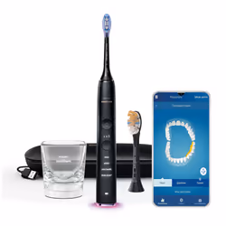 Philips DiamondClean Smart 9400 Sonicare Spazzolino Elettrico Sonico Nero con App, con custodia da viaggio HX9917/89