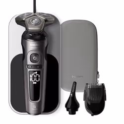 Philips Shaver S9000 Prestige SP9871/22 Rasoio elettrico Wet & Dry con SkinIQ, Rotazione, Nero, Metallico, SkinIQ, SH91, 2 an ...