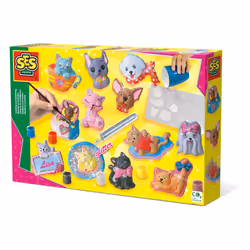 SES Creative Modellare e dipingere cani e gatti, Kit per la pittura e la fusione per bambini, 5 anno/i, Multicolore
