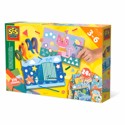 SES Creative Imparo ad attaccare e riconoscere le forme, Kit di attività manuali per bambini, 3 anno/i, Cartoncino, Multicolo ...