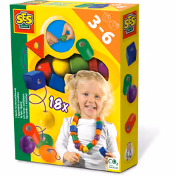SES Creative Imparo a infilare le perline per bambini, Set di perline per bambini, 3 anno/i, Multicolore, 1 pz