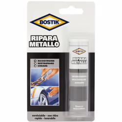 Bostik Ripara Metallo Il Bostik Ripara Metallo è uno Stucco Metallico Epossidico in stick che può essere utilizzato per ripar ...