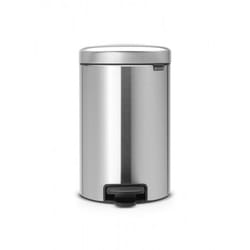 Brabantia 113604 Poubelle à Pédale Newicon avec Seau en Plastique, 12 L - Acier Mat