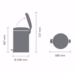 Brabantia 114021 Poubelle à Pédale Newicon avec Seau en Plastique, 20 L - Acier Mat - Vista aggiuntiva 6