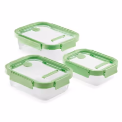 Lékué 883941 recipiente per cibo Rettangolare Contenitore Verde, Trasparente 3 pz - Vista aggiuntiva 2