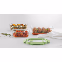 Lékué 883941 recipiente per cibo Rettangolare Contenitore Verde, Trasparente 3 pz - Vista aggiuntiva 4