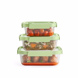 Lékué 883941 recipiente per cibo Rettangolare Contenitore Verde, Trasparente 3 pz - Vista aggiuntiva 6
