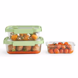 Lékué 883941 recipiente per cibo Rettangolare Contenitore Verde, Trasparente 3 pz - Vista aggiuntiva 8