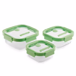 Lékué 884047 recipiente per cibo Rettangolare Contenitore Verde, Trasparente 3 pz - Vista aggiuntiva 2