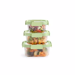 Lékué 884047 recipiente per cibo Rettangolare Contenitore Verde, Trasparente 3 pz - Vista aggiuntiva 6