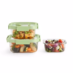 Lékué 884047 recipiente per cibo Rettangolare Contenitore Verde, Trasparente 3 pz - Vista aggiuntiva 8