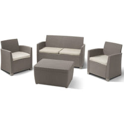 Set Lounge mia Cappuccino Divano + 2 Poltrone + Tavolino Contenitore - Keter