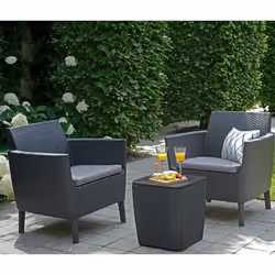 Set Salemo Balcony Keter Graphite Salottino da Esterno: 2 Sedie + Tavolino Salottino da Esterno ideale per giardini, terrazzi ...